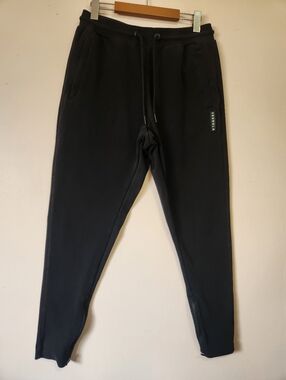 YoungLA 208 The Perfect Joggers Black Men's L Tapered Ankle Zip Gym Sweatpants